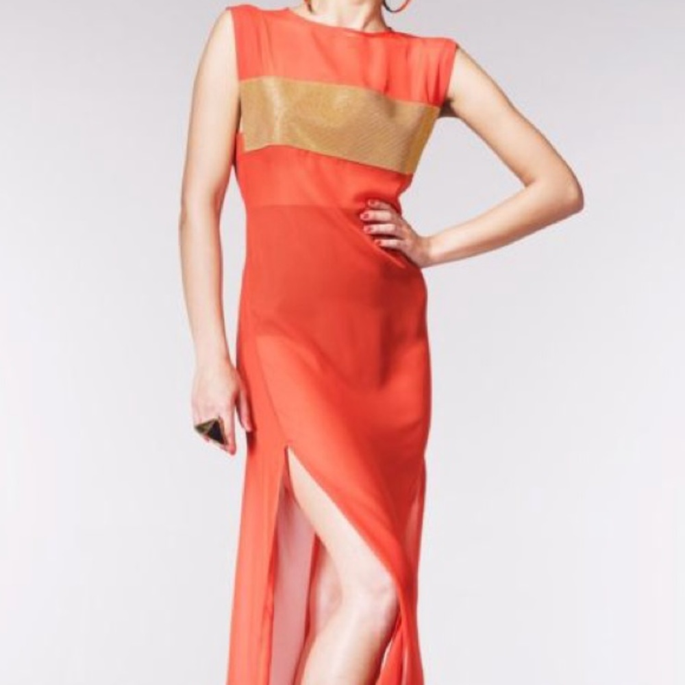 AQ/AQ Orange Coral Maxi Dress